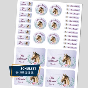 School Starter Set / 60 Stickers - Horse Watercolor