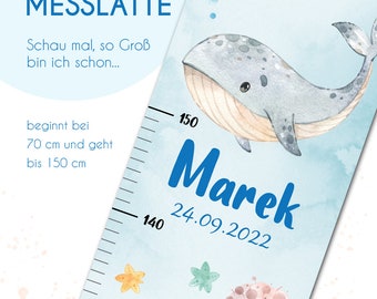 Messlatte personalisiert für Kinder - Süße Meerestiere