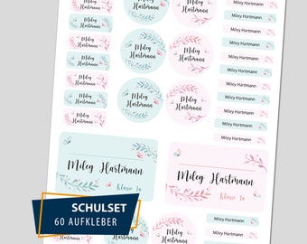 Schulstarter Set / 60 Aufkleber - Schmetterlinge Aquarell