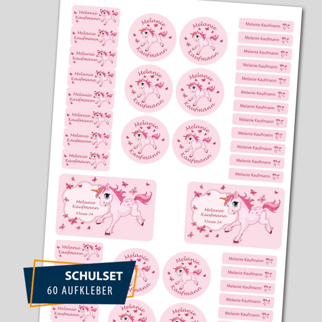 School Starter Set / 60 Sticker Unicorn - Etsy