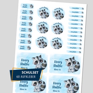 Schoolstartset / 60 stickers - Schattige Dieren Wasbeer
