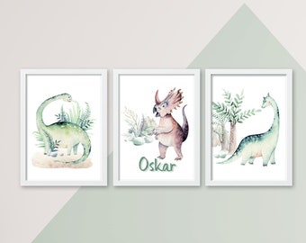 Children's room pictures 3-pack - Dinosaurs