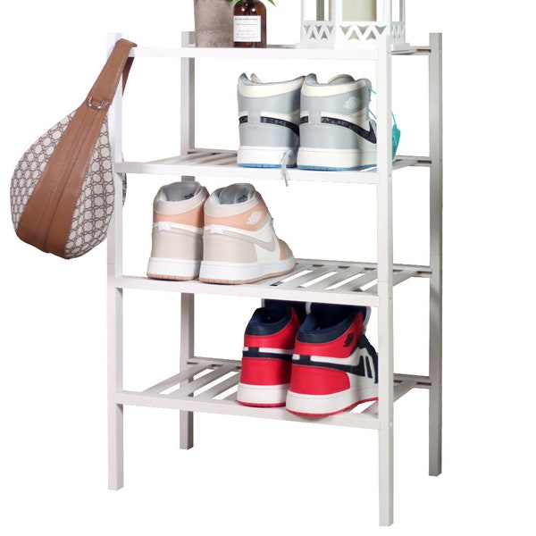 Froppi 4-Tier Bamboo Shoe Rack for Shoe Storage, Wooden Shoe Shelf and Organiser