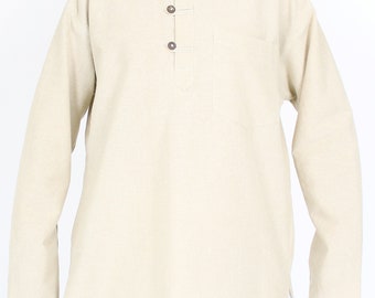 Kurta / Fisherman Shirt / Traditional Nepal Shirt 3 Colors 5 Sizes 100% Cotton Handmade Nepal