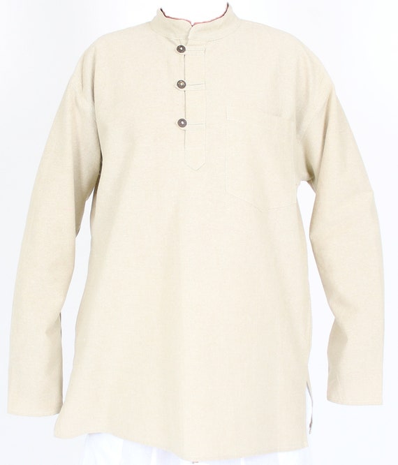 Kurta / Fisherman Hemd / Traditionelles Nepalhemd 3 Farben 5 Größen 100% Baumwolle Handarbeit Nepal