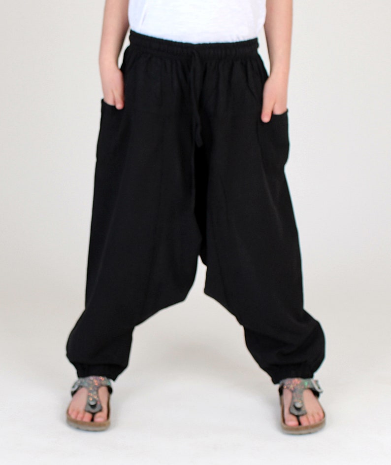 Children's Aladin harem pants from Nepal One size Aladin pants Black