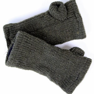 Chauffe-poignets pour enfants du Népal taille unique 100% laine fait main chauffe-mains enfant Vert