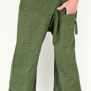 Pantalon portefeuille de pêcheur du Népal taille unique papillon hippie fait à la main Vert