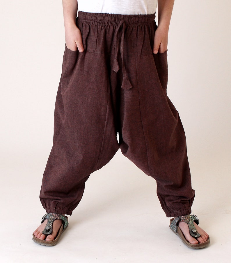 Pantaloni harem Aladin per bambini dal Nepal Pantaloni Aladin taglia unica Marrone