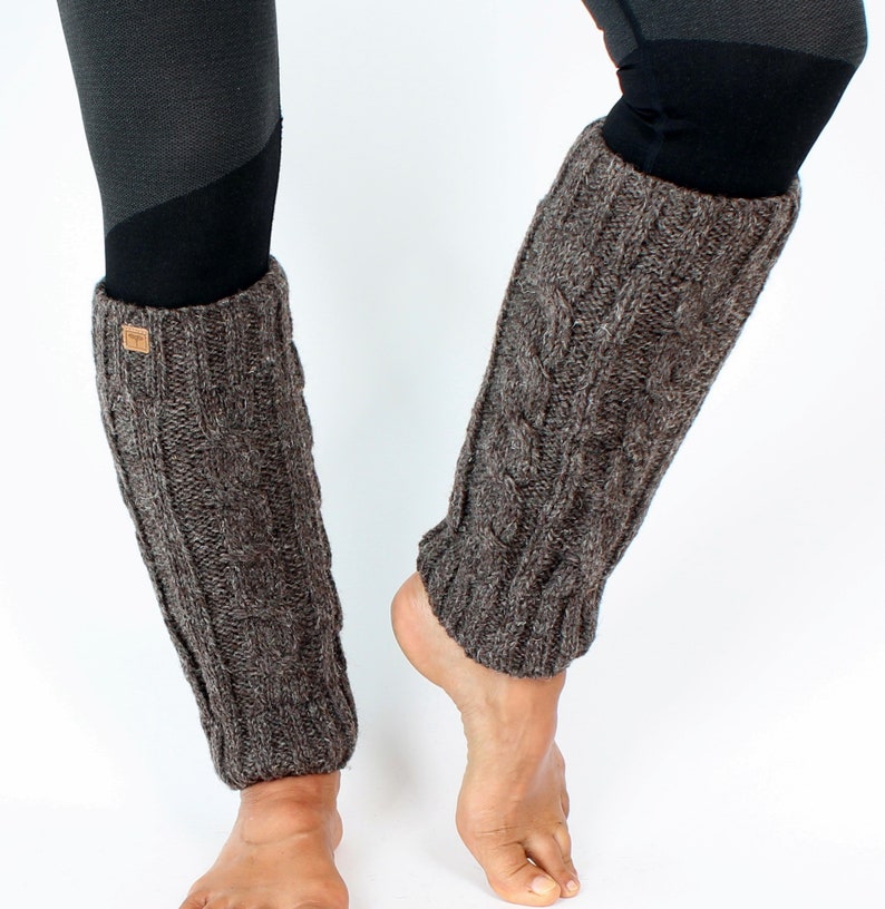 Leg warmers from Nepal one size 100% wool handmade legwarmer Brown