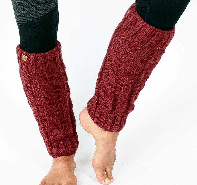 Leg warmers from Nepal one size 100% wool handmade legwarmer Red