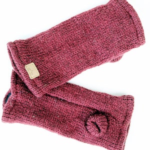 Pulse warmer from Nepal lined one size 100% wool handmade dunkelrot