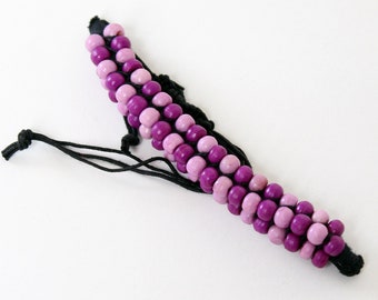 Beautiful lia pink bracelet made of wooden beads handmade