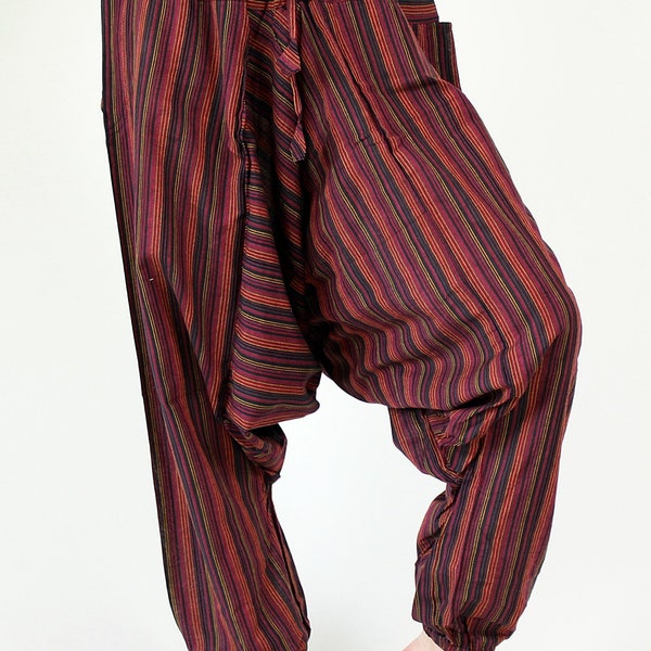 Striped Terry Cloth Harem Pants