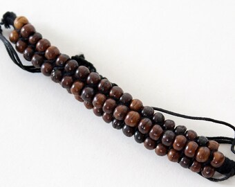 Beautiful brown bracelet made of wooden beads handmade