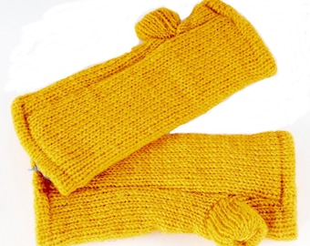 Yellow pulse warmer from Nepal one size fits all 100% wool handmade