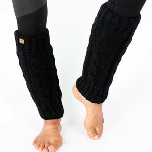 Beinstulpen aus Nepal Einheitsgröße 100% Wolle Handarbeit legwarmer Schwarz