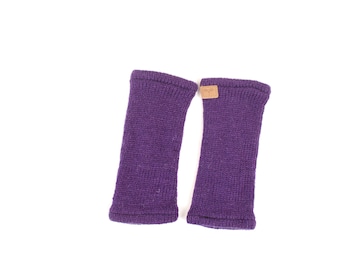 Purple wrist warmer without thumb from Nepal One size 100% wool handmade handwarmers