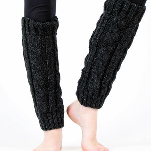 Leg warmers from Nepal one size 100% wool handmade legwarmer anthrazit