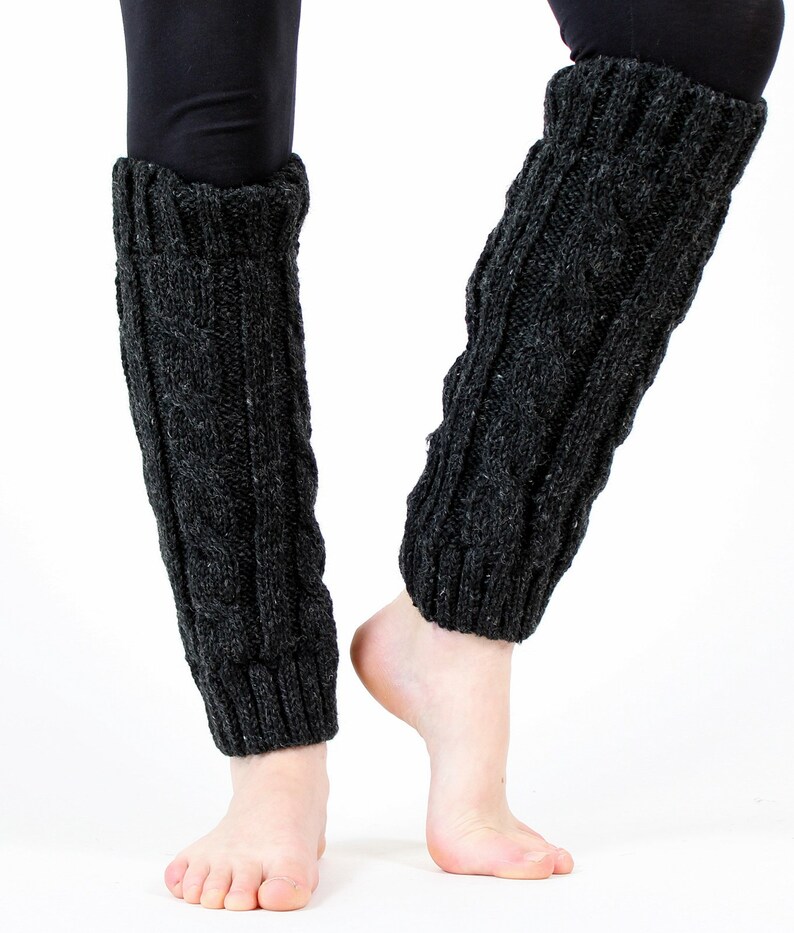 Leg warmers from Nepal one size 100% wool handmade legwarmer anthrazit