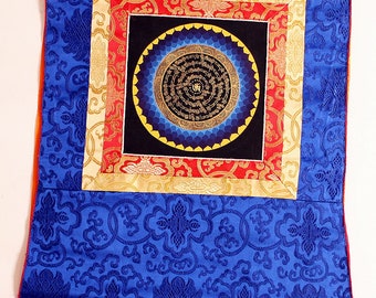 Om Mandala Thangka im Brokatrahmen handgemalt Nepal Buddhismus Nr.32 Meditation