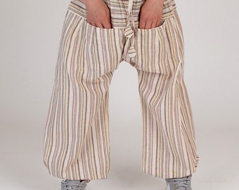 Pantaloni Harem per bambini a righe dal Nepal Pantaloni aladino taglia unica Hippie