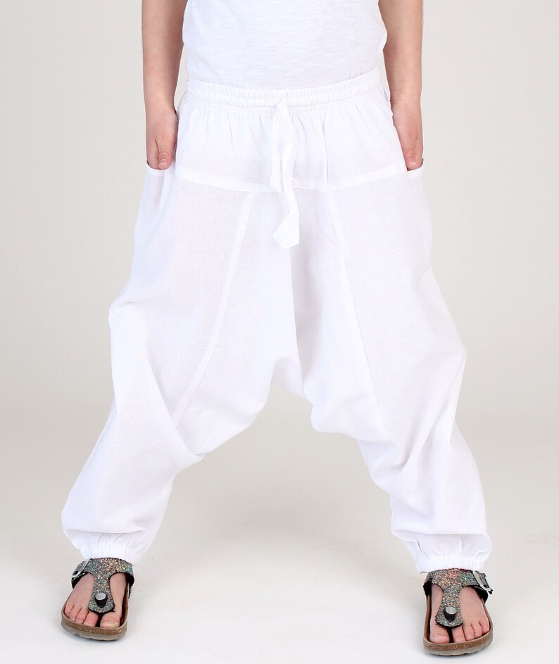 Pantaloni harem Aladin per bambini dal Nepal Pantaloni Aladin taglia unica Bianco