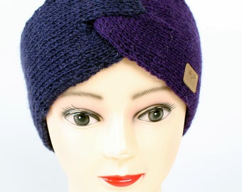 Purple two-tone headband from Nepal one size fits all 100% wool handmade hairband