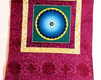 Om Mandala Thangka im Brokatrahmen handgemalt Nepal Buddhismus Nr.33 Meditation