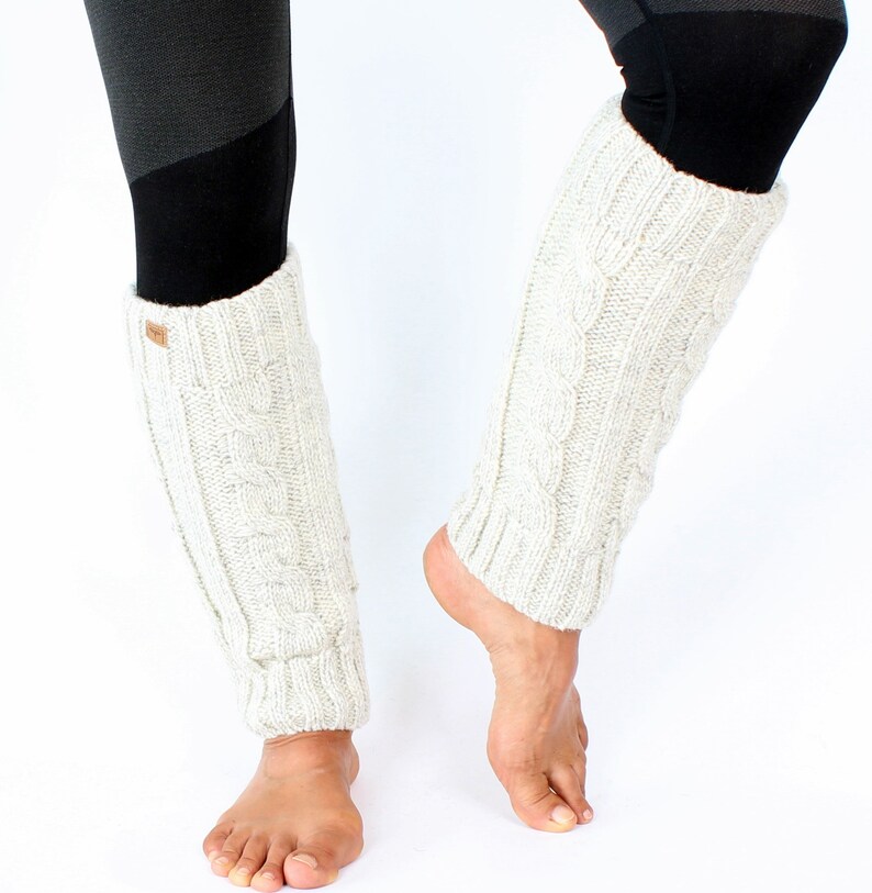 Leg warmers from Nepal one size 100% wool handmade legwarmer natur