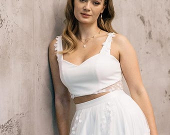 Wedding top Josephine with 3D lace