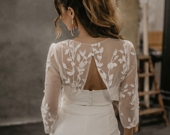Bronte bridal topper made of 3D lace