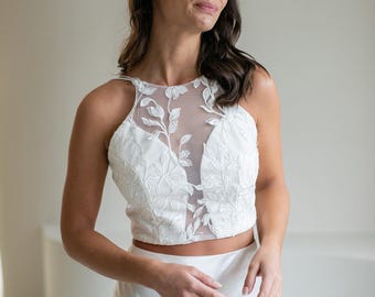 Cora bridal top with halter neckline