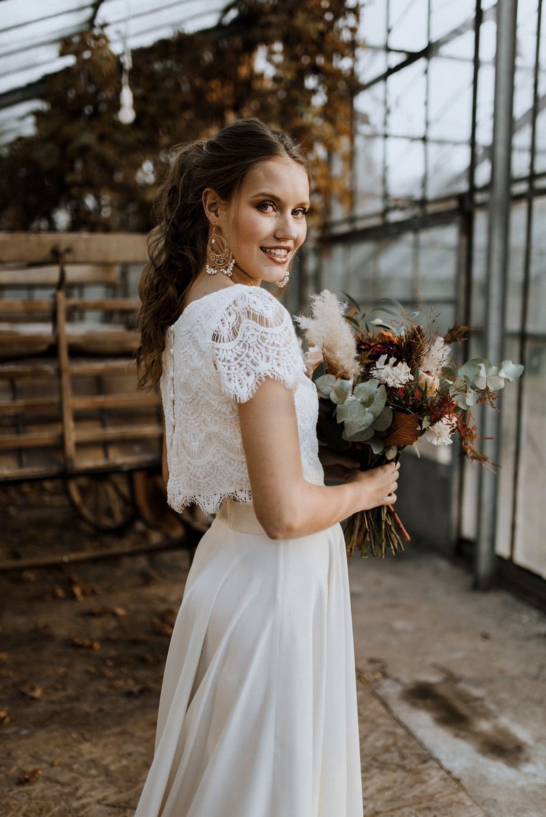 Bridal Crop Top Zoey Boho Lace Bridal Top image 3