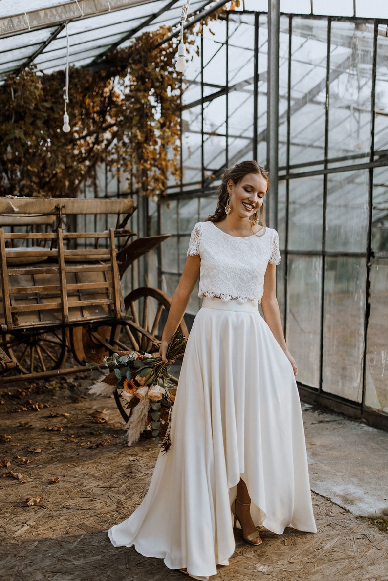 Bridal Crop Top Zoey Boho Lace Bridal Top image 1