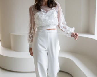 Elegant bridal trousers Lesly in ivory