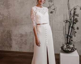 Joni bridal skirt with slit