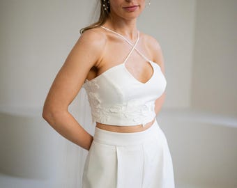 Virginie bridal top with appliqués