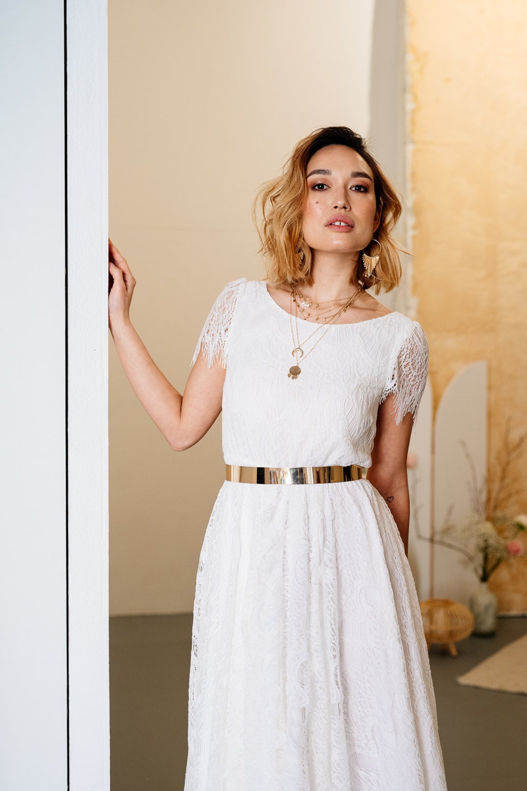 SAMPLE SALE - Wedding Dress Willa in Midi Length in Sizes 36/38 & 38/40 -  Etsy Denmark