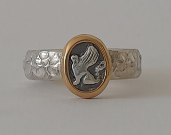 Sphinx Ring, Sphinx Ring, Sphinx Ring, Egyptian Ring, Antique Ring, Signet Ring, Hieroglyph Ring, Cameo Ring, Intaglio Ring, Coin Ring