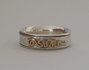 Unalome ring, Buddhist ring, spiral ring, gold spiral ring, Hindu ring, spiritual ring, Asian ring, gold ring