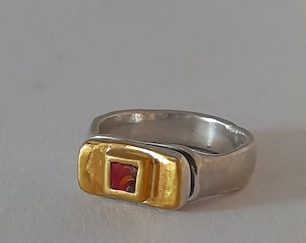 Red gold ring, gate ring, torii ring, Japanese ring, Venetian ring, fine gold ring, Asian ring, Far Eastern ring, Murano