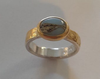 Klimtring, Klimt Ring, Gustav Klimt , Jugendstil Ring, impressionistischer Ring. Ring Impressionismus, Venezianischer Ring, hellblau Ring