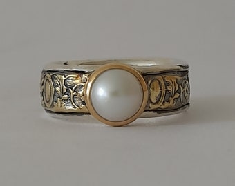 Baroque ring, pearl ring, baroque ring, pearl ring, pearl, ornament ring, gold ring pearl, floral ring, historical ring, antique ring gold