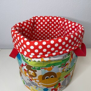 Toy bag, toy bin, toy basket, animals lion crocodile giraffe, fabric bag image 4