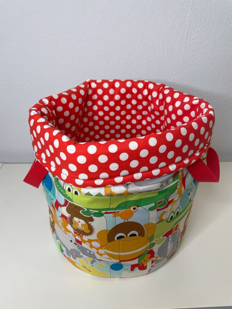 Toy bag, toy bin, toy basket, animals lion crocodile giraffe, fabric bag image 4