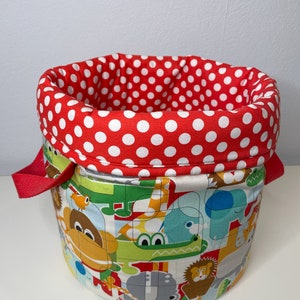 Toy bag, toy bin, toy basket, animals lion crocodile giraffe, fabric bag image 5