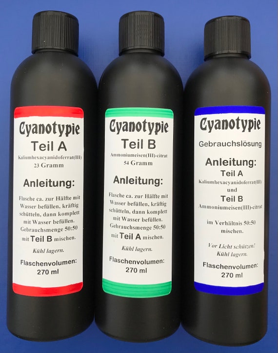 540 ml Cyanotypie Set, Cyanotype, Blaudruck, Blaufärben