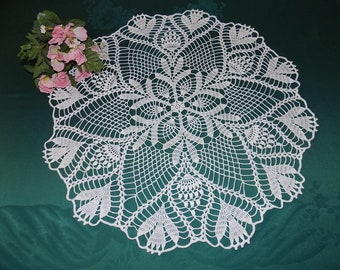 Crochet blanket round in white 58 cm from 2000