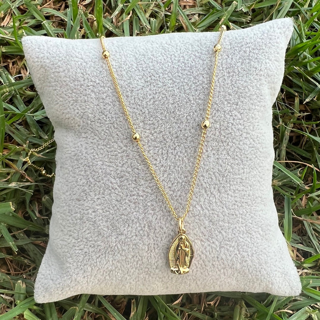 18k Gold Filled Dainty Necklacevirgen Mary Necklace Evil Etsy
